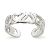 Image of Sterling Silver Artistic Elongated Heart Design Toe Ring