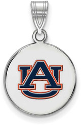 Image of Sterling Silver Auburn University Medium Enamel Disc Pendant by LogoArt