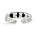Image of Sterling Silver Black & White Beaded Toe Ring