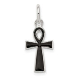 Image of Sterling Silver Black Enamel Cross Pendant