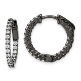Image of 19.33mm Sterling Silver Black-Plated CZ In & Out Hoop Earrings QE12988B