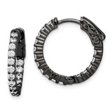 Image of 18.77mm Sterling Silver Black-Plated CZ In & Out Hoop Earrings QE7575B