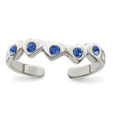 Image of Sterling Silver Blue CZ Heart Toe Ring