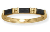 Image of Sterling Silver Bodacious Baguettes! Gold-plated Black Baguette CZ Ring