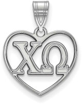 Image of Sterling Silver Chi Omega Heart Pendant by LogoArt (SS008CHO)