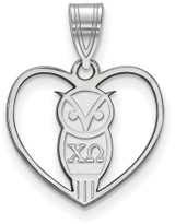 Image of Sterling Silver Chi Omega Heart Pendant by LogoArt (SS040CHO)