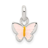 Image of Sterling Silver Childrens Pink/Yellow Enameled Butterfly Pendant