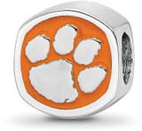 Image of Sterling Silver Clemson University Cushion Shaped Logo Bead by LogoArt
