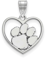 Image of Sterling Silver Clemson University Pendant in Heart by LogoArt