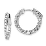 Image of 14mm Sterling Silver CZ 32 Stones In and Out Round Hoop Earrings QE7572
