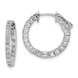 Image of 11mm Sterling Silver CZ 32 Stones In and Out Round Hoop Earrings QE7575