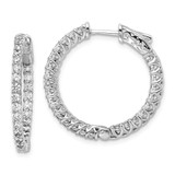 Image of 19mm Sterling Silver CZ 52 Stones In and Out Round Hoop Earrings