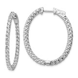 Image of 23mm Sterling Silver CZ 66 Stones In and Out Oval Hoop Earrings