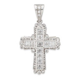 Image of Sterling Silver CZ Cross Pendant QC4354