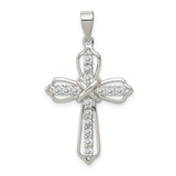 Image of Sterling Silver CZ Cross Pendant QC5294