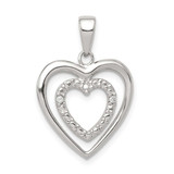 Image of Sterling Silver CZ Double Heart Pendant QP2053