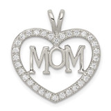 Image of Sterling Silver CZ Heart Mom Pendant QC5994