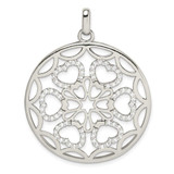 Image of Sterling Silver CZ Hearts Circle Pendant