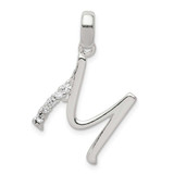Image of Sterling Silver CZ Initial M Pendant QC6525M