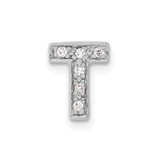 Image of Sterling Silver CZ Initial T Slide Pendant