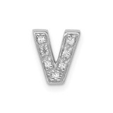 Image of Sterling Silver CZ Initial V Slide Pendant