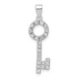 Image of Sterling Silver CZ Key Shape Pendant