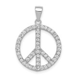 Image of Sterling Silver CZ Peace Symbol Pendant