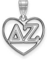 Image of Sterling Silver Delta Zeta Heart Pendant by LogoArt (SS008DZ)