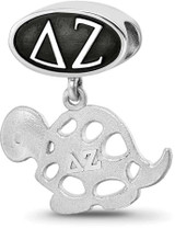 Image of Sterling Silver Delta Zeta Oval Bead With Turtle Dangle by LogoArt