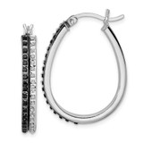 Image of 32mm Sterling Silver Diamond Mystique Black/White Diamond Hinged Hoop Earrings QDF143