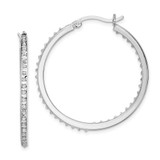 Image of 36mm Sterling Silver Diamond Mystique Round Hoop Earrings QDF119