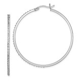 Image of 47mm Sterling Silver Diamond Mystique Round Hoop Earrings QDF121
