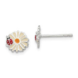 Image of 8mm Sterling Silver Enamel Flower Kids Post Earrings
