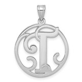 Image of Sterling Silver Fancy Script Initial T Pendant