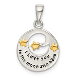 Image of Sterling Silver Flash Gold Plated Love You To The Moon Pendant