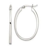 Image of 38mm Sterling Silver Flat Square Tube Oval Hoop Earrings