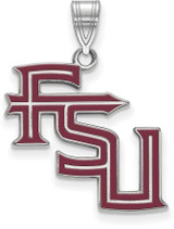 Image of Sterling Silver Florida State University Large Enamel Pendant LogoArt (SS090FSU)