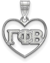 Image of Sterling Silver Gamma Phi Beta Heart Pendant by LogoArt (SS008GPB)