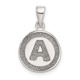 Image of Sterling Silver Glitter Enamel Letter A Circle Pendant
