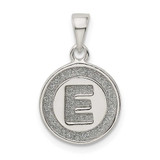 Image of Sterling Silver Glitter Enamel Letter E Circle Pendant