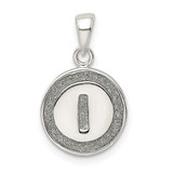 Image of Sterling Silver Glitter Enamel Letter I Circle Pendant