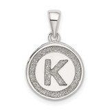 Image of Sterling Silver Glitter Enamel Letter K Circle Pendant