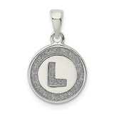 Image of Sterling Silver Glitter Enamel Letter L Circle Pendant