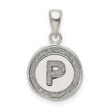 Image of Sterling Silver Glitter Enamel Letter P Circle Pendant