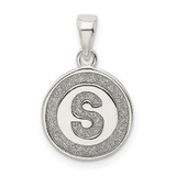Image of Sterling Silver Glitter Enamel Letter S Circle Pendant