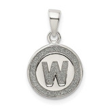 Image of Sterling Silver Glitter Enamel Letter W Circle Pendant
