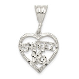 Image of Sterling Silver Heart Sweet 16 Pendant