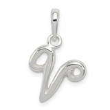 Image of Sterling Silver Initial V Pendant QC6512V