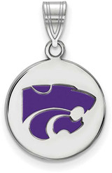 Image of Sterling Silver Kansas State University Medium Disc Pendant by LogoArt SS040KSU