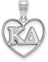 Image of Sterling Silver Kappa Delta Heart Pendant by LogoArt (SS008KD)